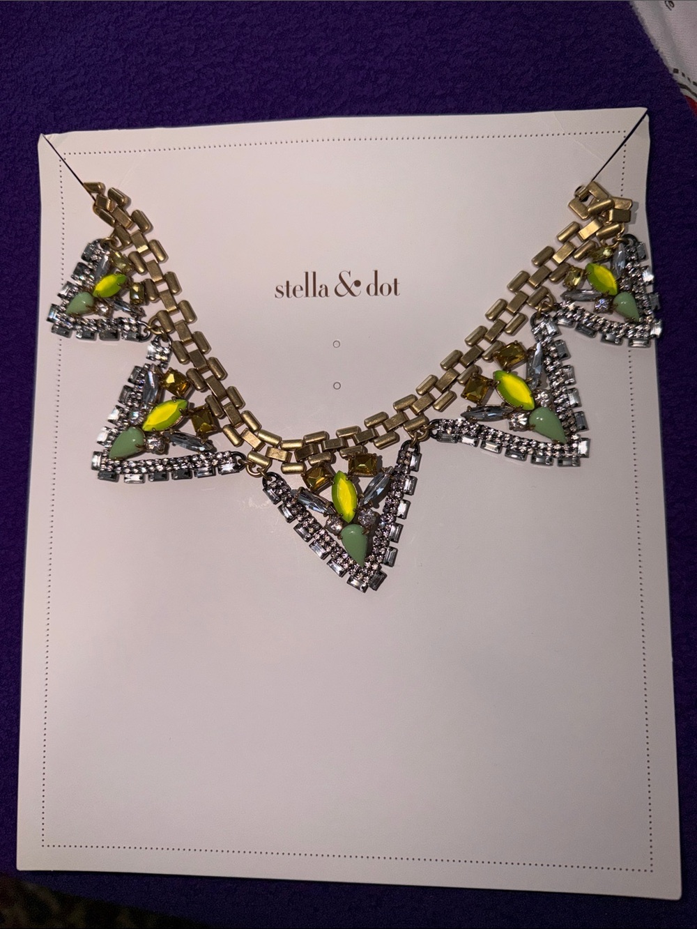 Stella & Dot Palmia Necklace with Neon Yellow and Mint Accents